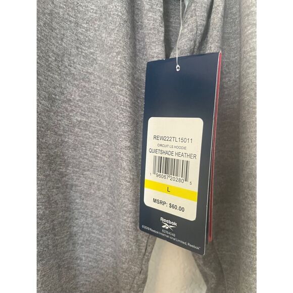 Reebok Circuit LS Hoodie Long Sleeve Slim Fit Heather NEW - Picture 3 of 5